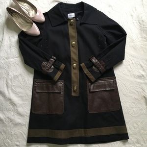 Club Monaco Navy + Olive Trench w/ Vegan Leather